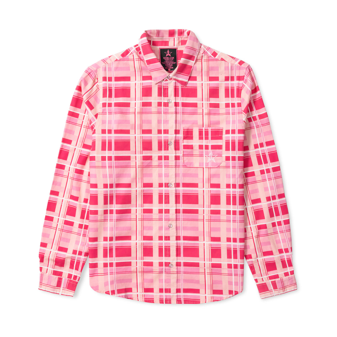 Pink Plaid Western Shirt with Snap Buttons