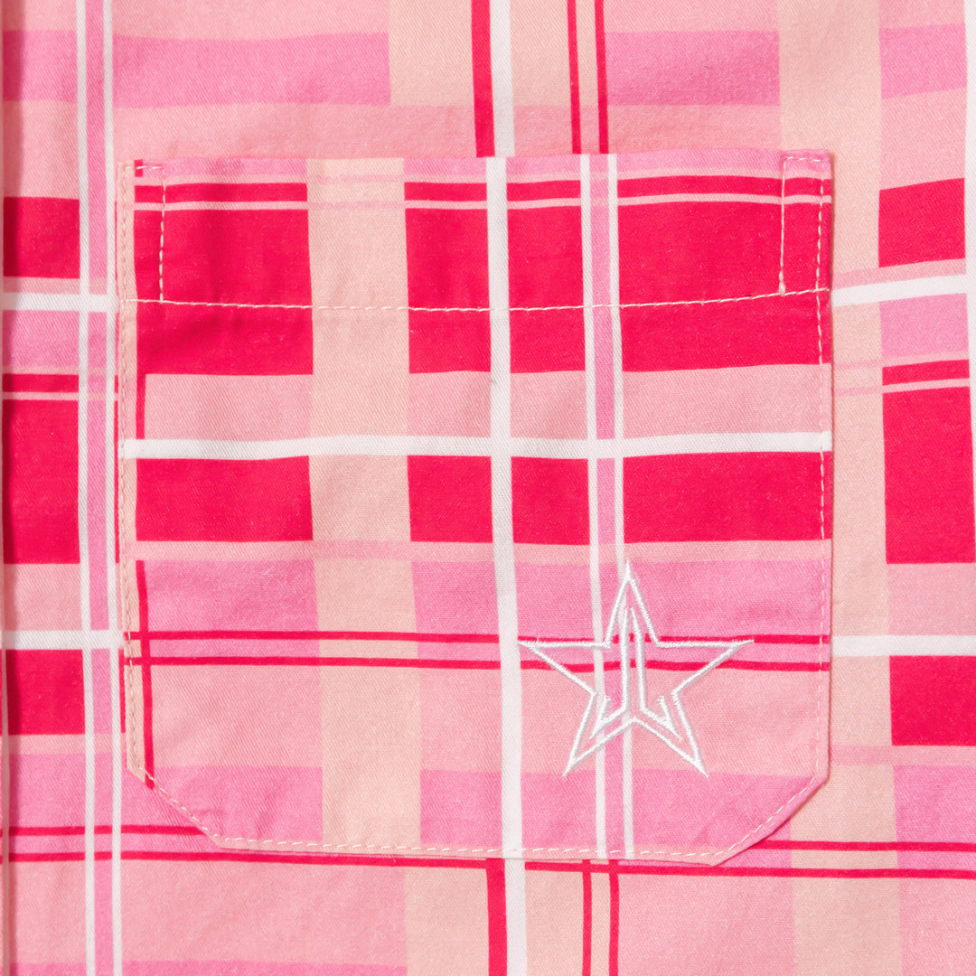 Pink Plaid Western Shirt with Snap Buttons