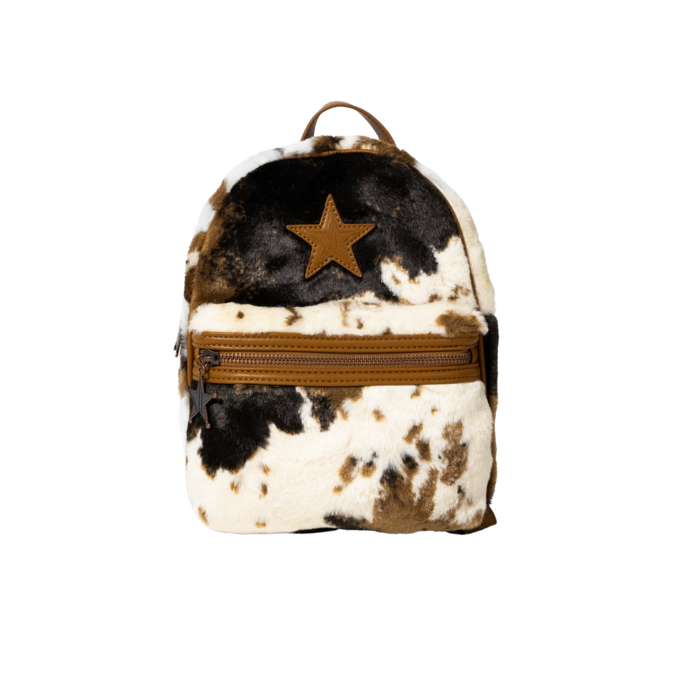 Faux Fur Cow Print Mini Backpack view 1