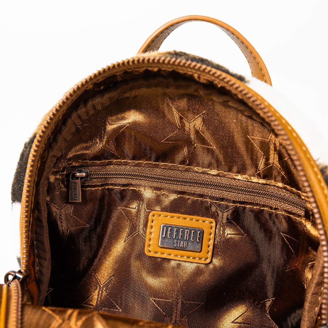 Faux Fur Cow Print Mini Backpack