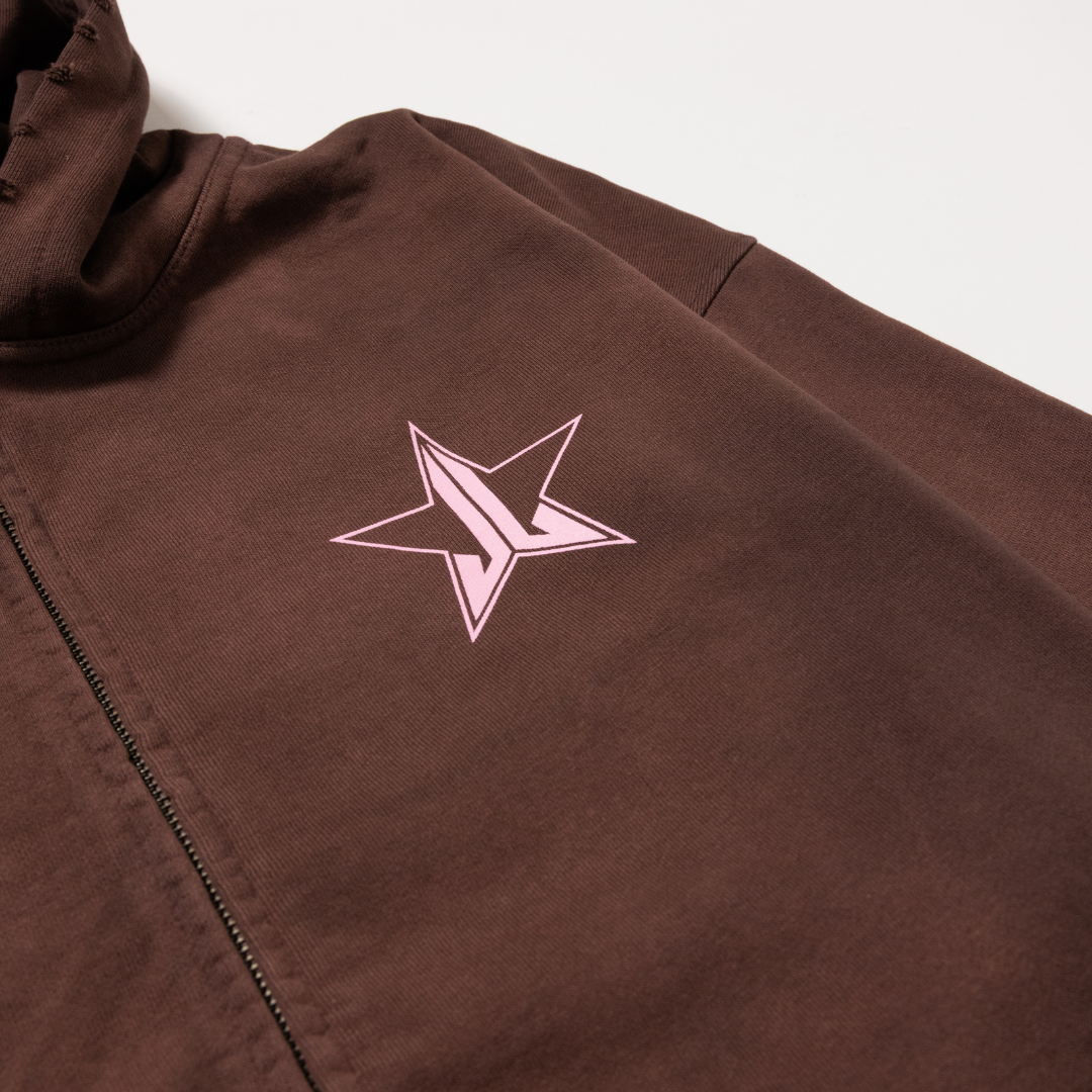 No Decaf Distressed Zip-Up Hoodie