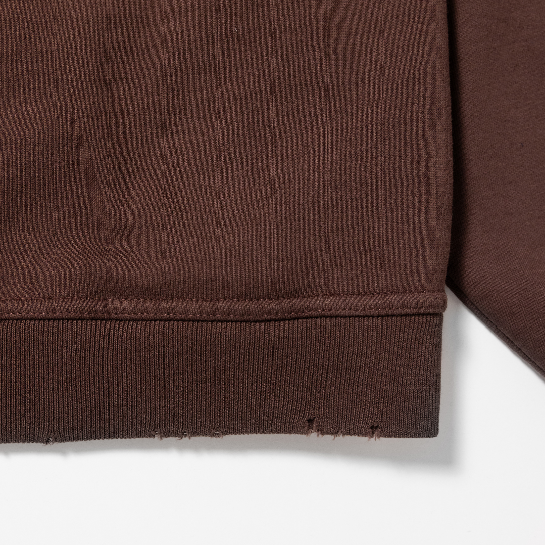 No Decaf Distressed Zip-Up Hoodie