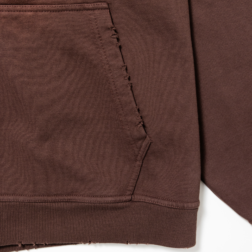 No Decaf Distressed Zip-Up Hoodie