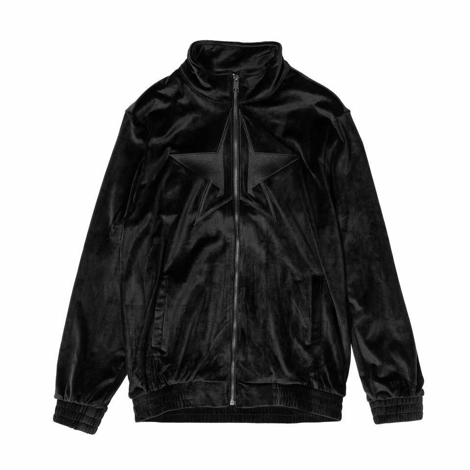 Black Velour Zip Up Jacket view 1