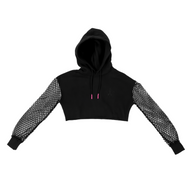 Gothic Fishnet Crop Hoodie