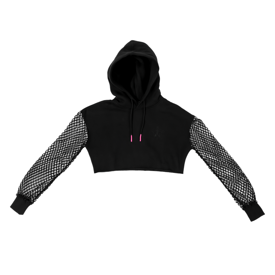 Gothic Fishnet Crop Hoodie