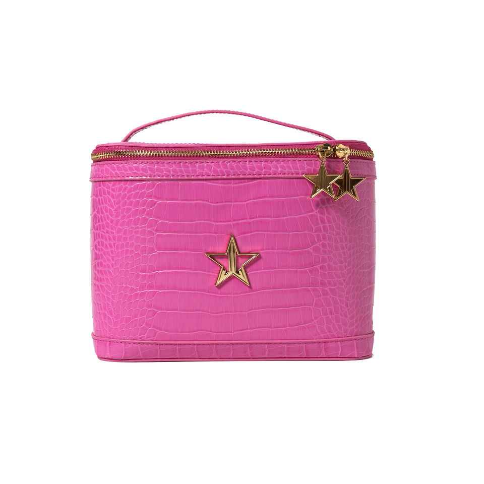 Pink Faux Alligator Travel Bag