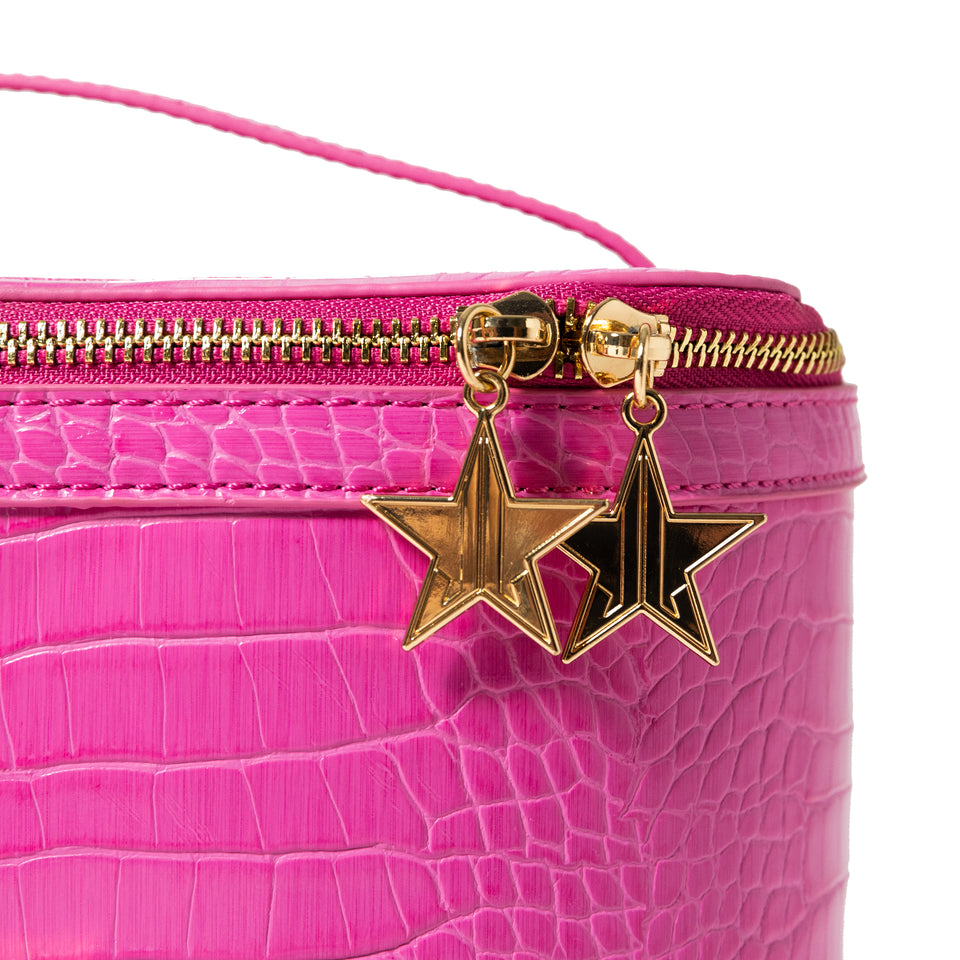 Pink Faux Alligator Travel Bag