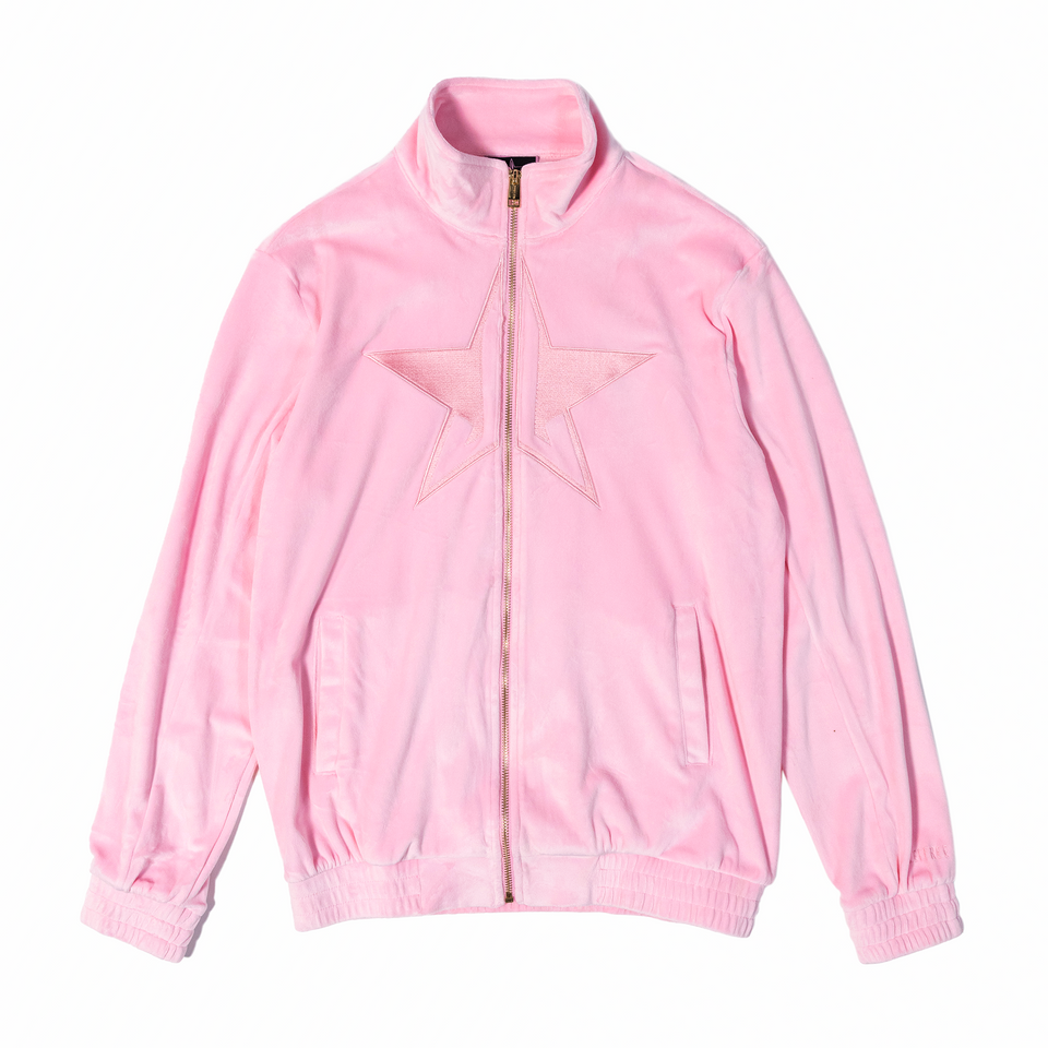 Pink Velour Zip Up Jacket view 1