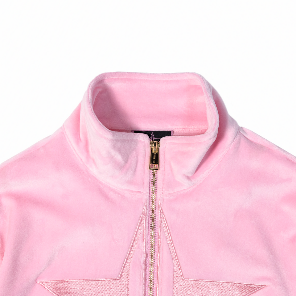 Pink Velour Zip Up Jacket view 2