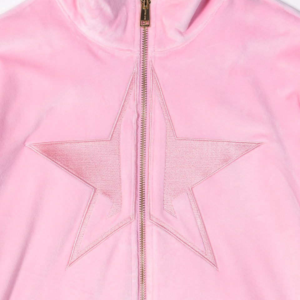 Pink Velour Zip Up Jacket