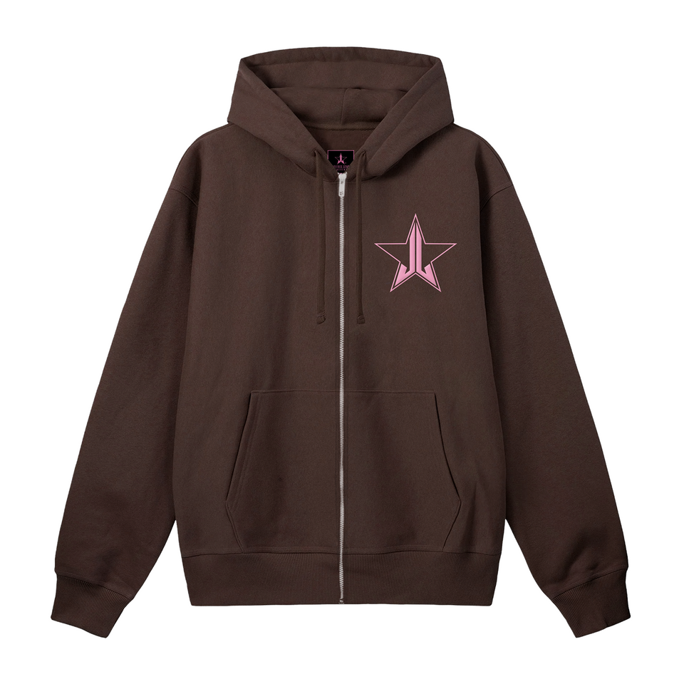 No Decaf Brown Zip-Up Hoodie