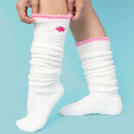 Pink Snow Drift Knee High Socks